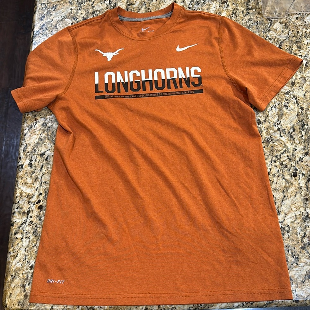 Youth Large burnt Orange UT university of Texas longhorns Nike dri-fit short tee
